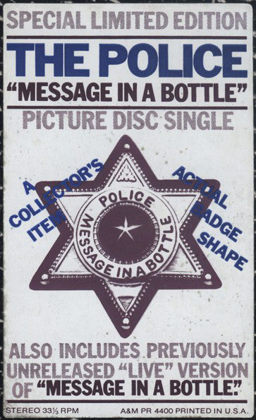 The Police : Message In A Bottle (7", Shape, Single, Ltd, Pic)