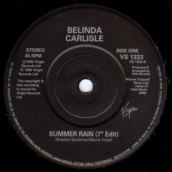 Belinda Carlisle : Summer Rain (7", Single, Pap)