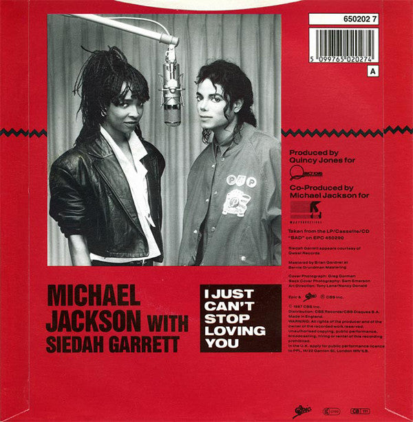 Michael Jackson : I Just Can't Stop Loving You (7", Single)