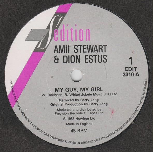 Amii Stewart & Deon Estus : My Guy, My Girl (7", Single)