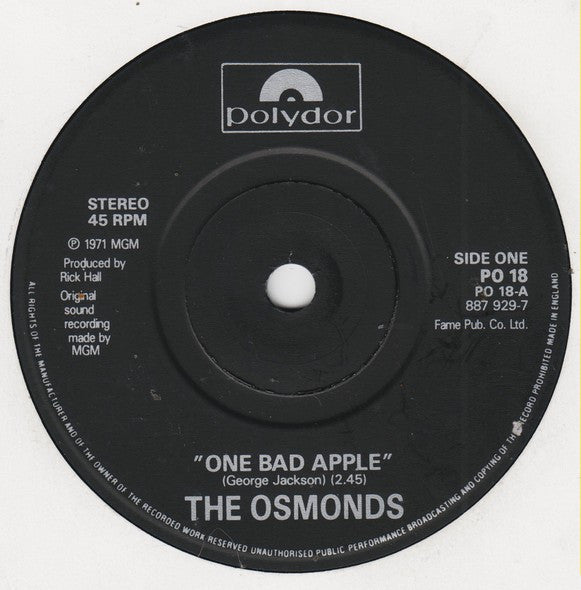 The Osmonds : One Bad Apple (7", Single)