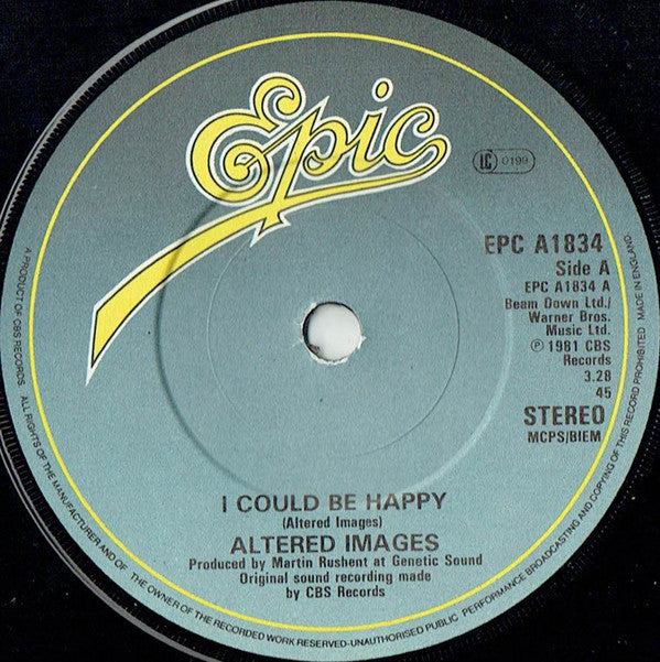 Altered Images : I Could Be Happy (7", Single, Pap)