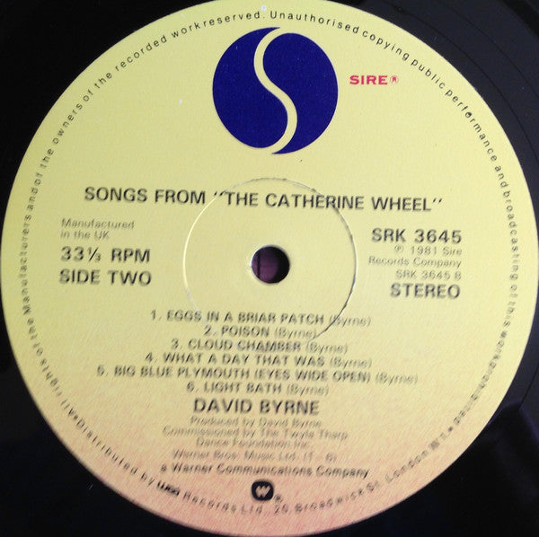 David Byrne : Songs From "The Catherine Wheel" (LP, Album, Wes)