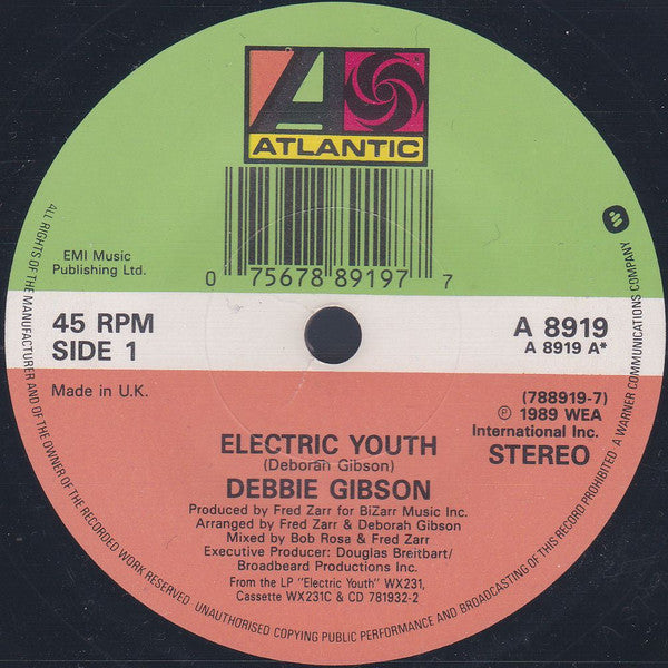 Debbie Gibson : Electric Youth (7", Single, Dam)