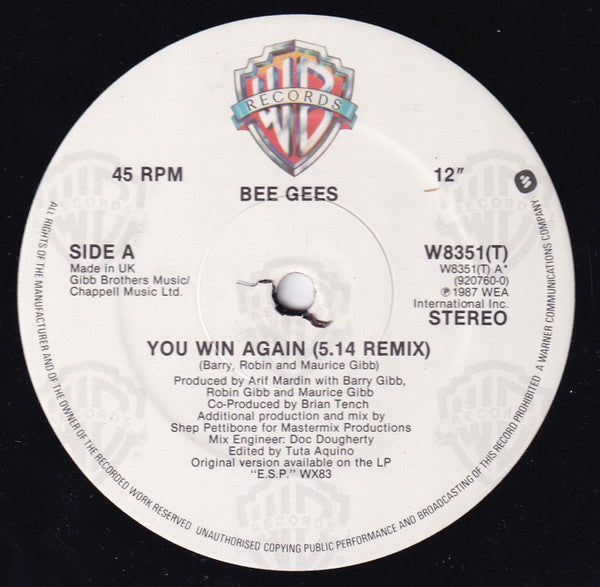 Bee Gees : You Win Again (12", Single)