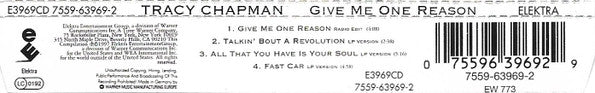 Tracy Chapman : Give Me One Reason (CD, Maxi)