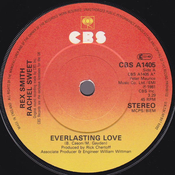 Rex Smith And Rachel Sweet : Everlasting Love (7", Single)