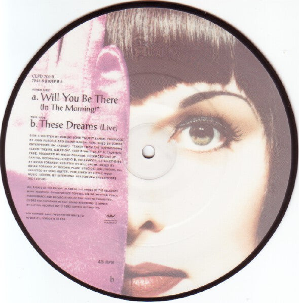 Heart : Will You Be There (In The Morning) (7", Single, Pic)