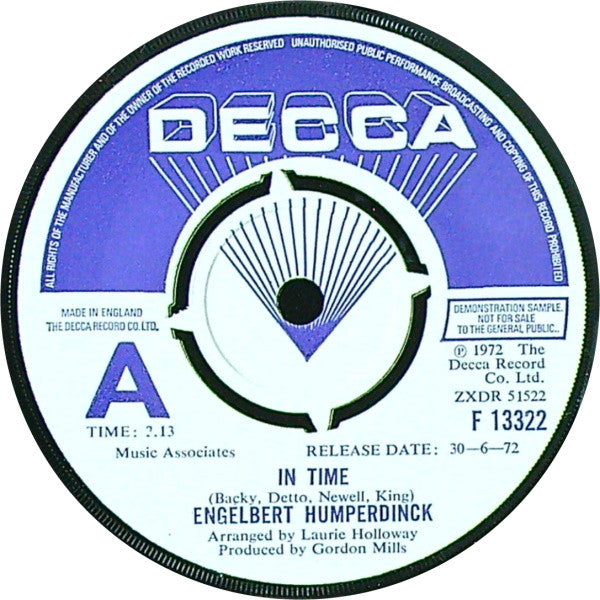 Engelbert Humperdinck : In Time / How Does It Feel (7", Single, Promo)