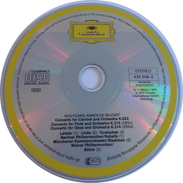 Wolfgang Amadeus Mozart, Karl Leister, Hans-Martin Linde, Gerhard Turetschek : Clarinet Concerto - Flute Concerto - Oboe Concerto  (CD, Comp, RM)