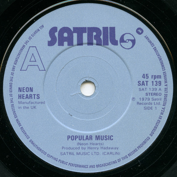 Neon Hearts : Popular Music (7")