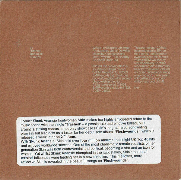Skin : Trashed (Radio Edit) (CD, Single, Promo)