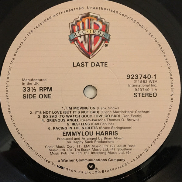 Emmylou Harris : Last Date (LP, Album)