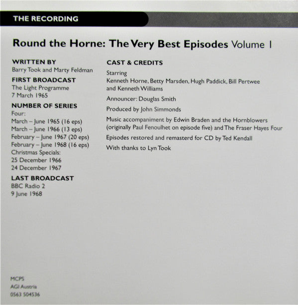 Round The Horne : The Very Best Episodes Volume 1 (2xCD, Comp, RM)