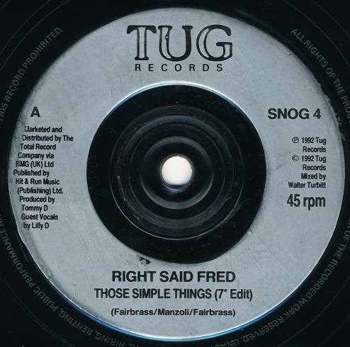 Right Said Fred : Those Simple Things / (What A Day For A) Daydream (7", Single)