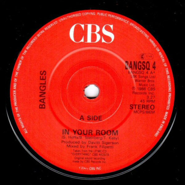 Bangles : In Your Room (7", Single, Pos)