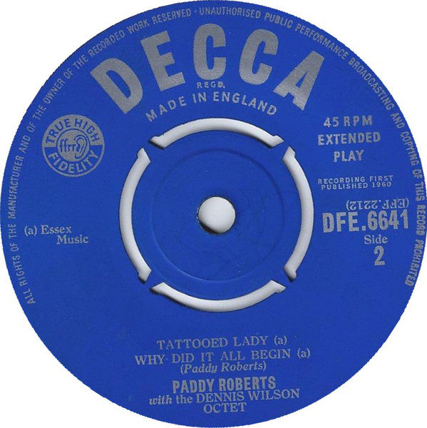 Paddy Roberts (2) With The Dennis Wilson Octet : Paddy Roberts Strikes Again (7", EP, Mono)