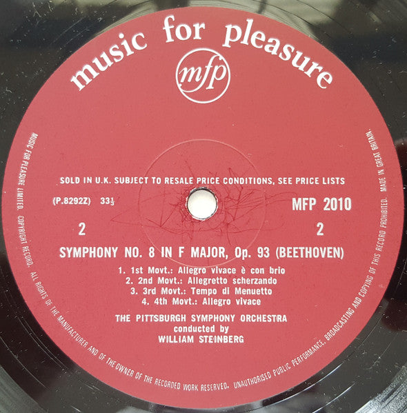 Ludwig van Beethoven, William Steinberg / Pittsburgh Symphony Orchestra : Symphony No. 5 In C Minor / Symphony No. 8 In F Major (LP, Mono, Red)