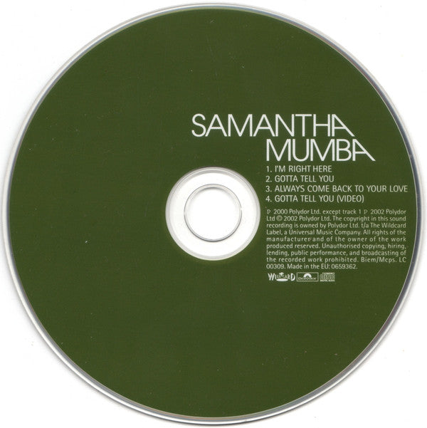 Samantha Mumba : I'm Right Here (CD, Single, Enh, Ltd, CD2)