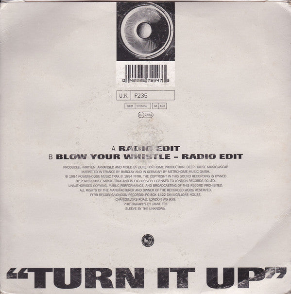 DJ Duke : Turn It Up (Say Yeah) (7", Single)