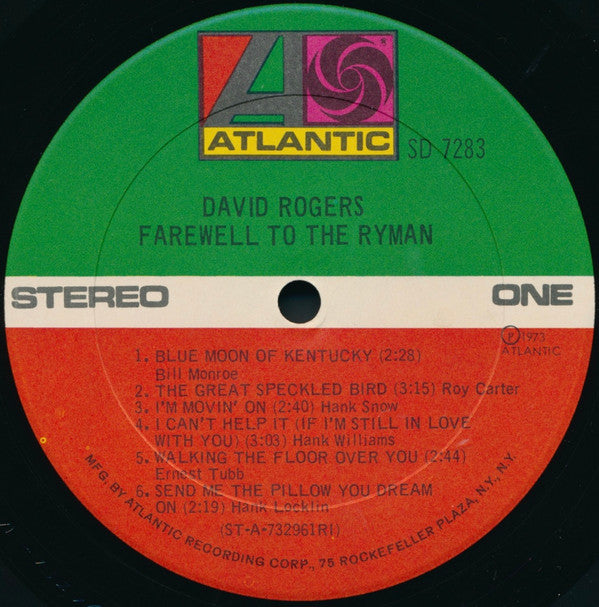 David Rogers (7) : Farewell To The Ryman (LP, Album, RI )