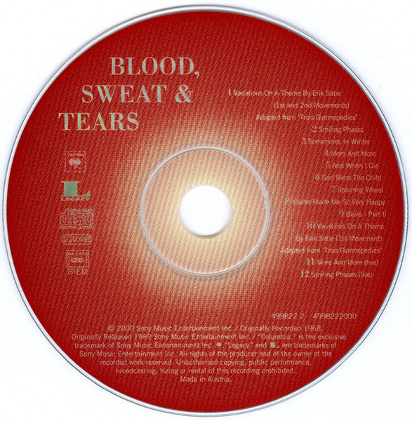 Blood, Sweat And Tears : Blood, Sweat & Tears (CD, Album, RE, RM)