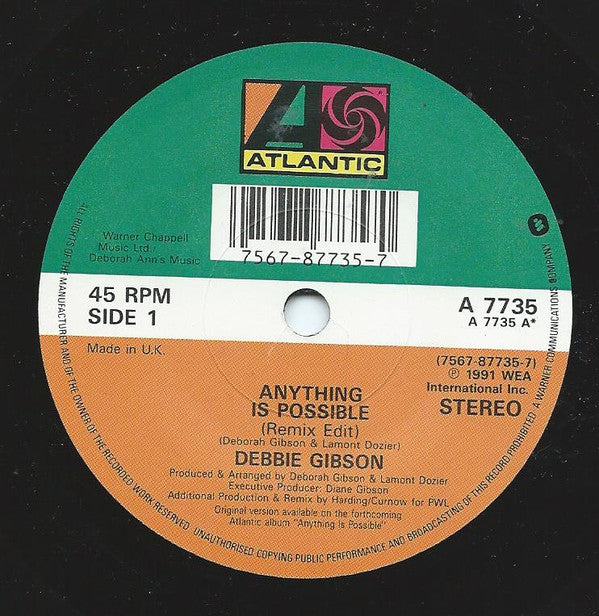 Debbie Gibson : Anything Is Possible (7", Single)