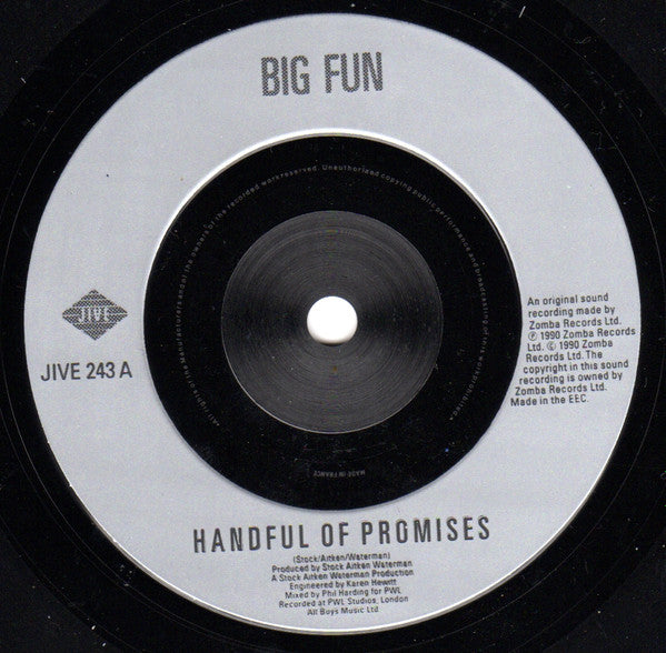 Big Fun : Handful Of Promises (7", Single)