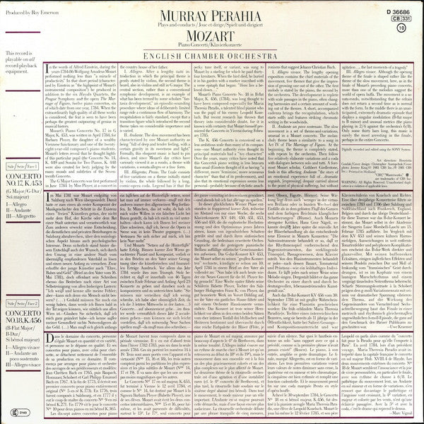 Mozart* – Murray Perahia ∙ English Chamber Orchestra : Mozart Concerti No. 17, K. 453 ∙ No. 18,  K. 456 (LP, Album, RE)