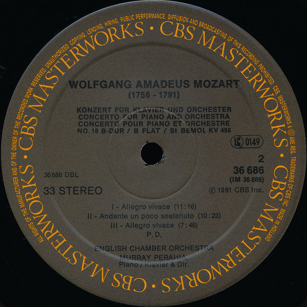 Mozart* – Murray Perahia ∙ English Chamber Orchestra : Mozart Concerti No. 17, K. 453 ∙ No. 18,  K. 456 (LP, Album, RE)