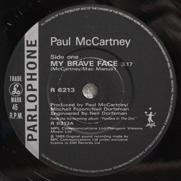 Paul McCartney : My Brave Face (7", Single, Bla)