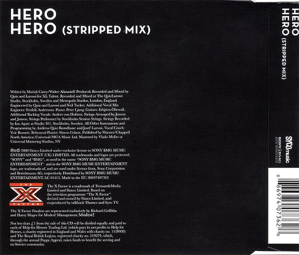 X Factor Finalists 2008 : Hero (CD, Single, DAD)