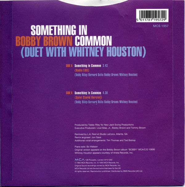 Bobby Brown & Whitney Houston : Something In Common (7", Single)