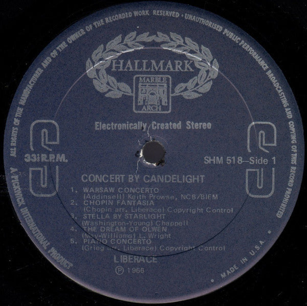 Liberace : Concert By Candlelight (LP, Album)