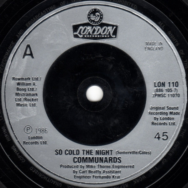 The Communards : So Cold The Night (7", Single, Sil)