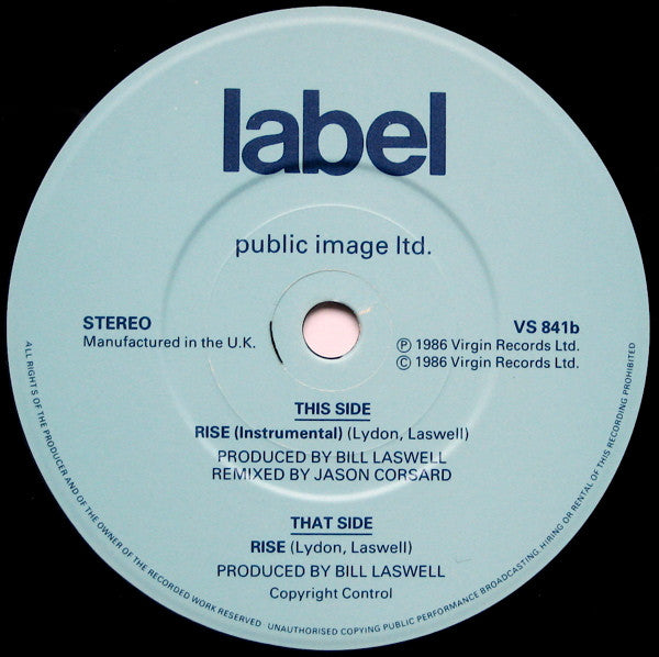 Public Image Limited : Rise (7", Single)