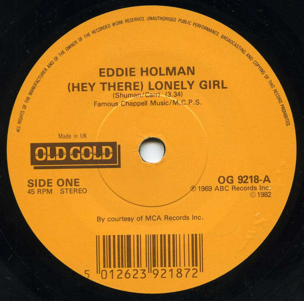 Eddie Holman / The Floaters : (Hey There)  Lonely Girl / Float On (7")