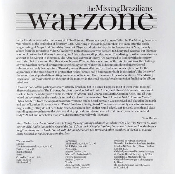 The Missing Brazilians* : Warzone (LP, Album, Ltd, RE, RM, RP, Cle)