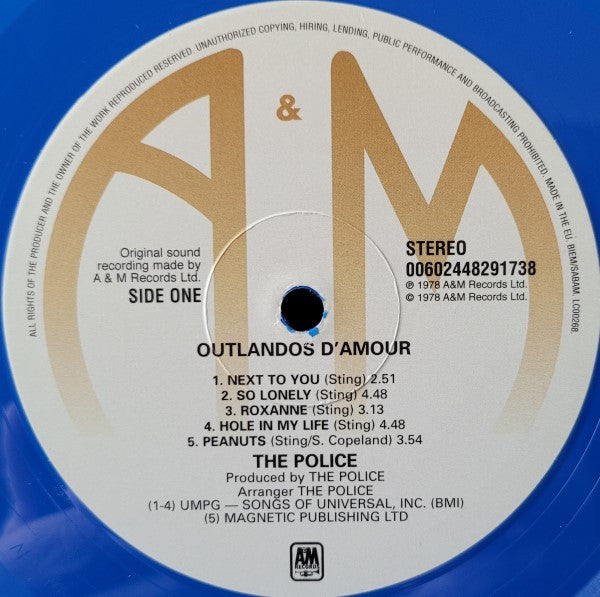 The Police : Outlandos D'Amour (LP, Album, Ltd, RE, Blu)