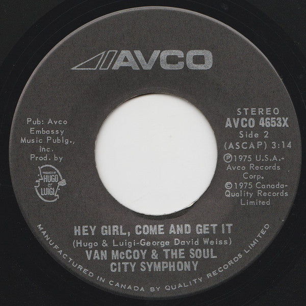 Van McCoy & The Soul City Symphony : The Hustle (7")