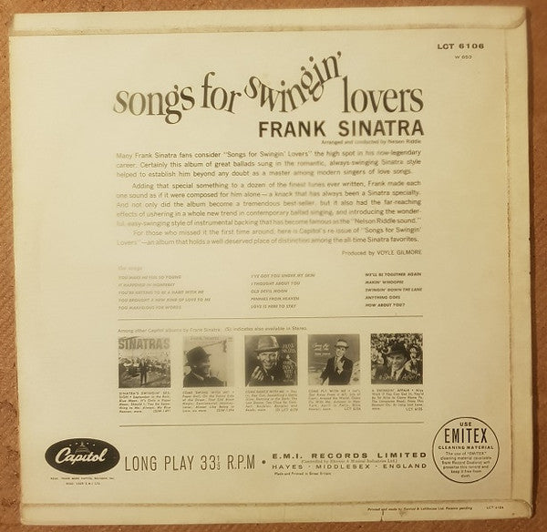 Frank Sinatra : Songs For Swingin' Lovers! (LP, Album, RP)