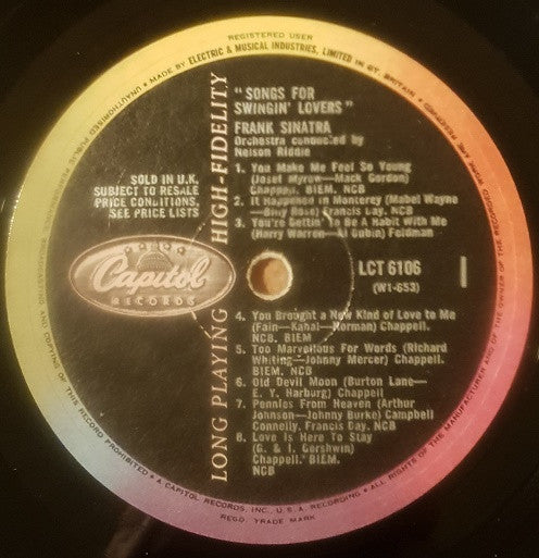 Frank Sinatra : Songs For Swingin' Lovers! (LP, Album, RP)