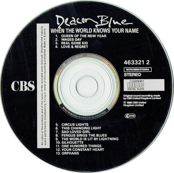 Deacon Blue : When The World Knows Your Name (CD, Album)