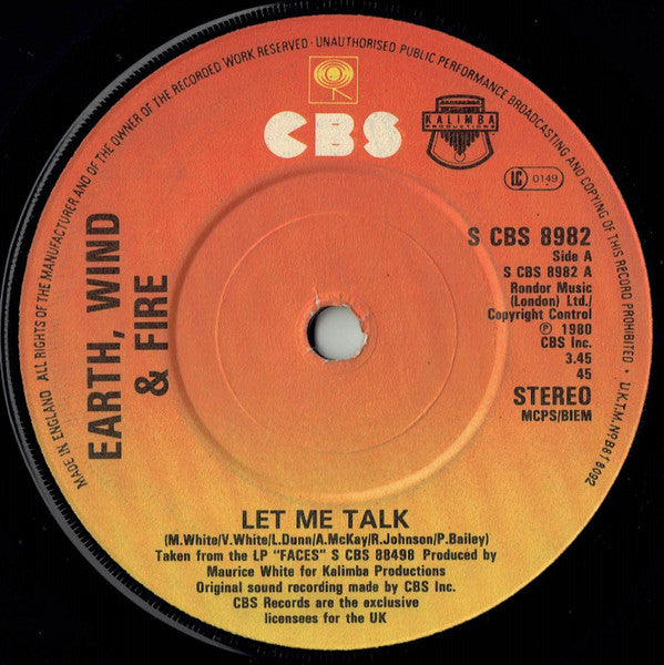 Earth, Wind & Fire : Let Me Talk (7", Single, Pap)