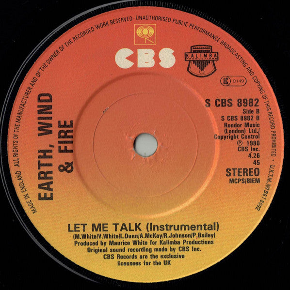 Earth, Wind & Fire : Let Me Talk (7", Single, Pap)