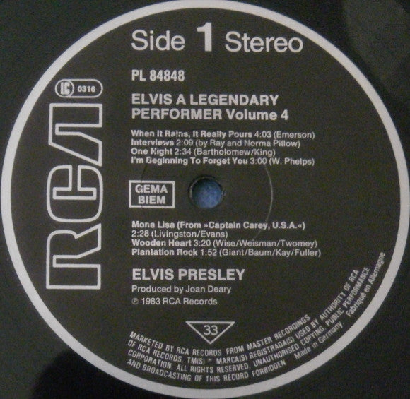 Elvis Presley : A Legendary Performer   Volume 4 (LP, Album)