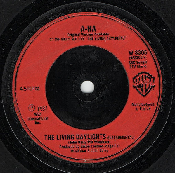 a-ha : The Living Daylights (7", Single, Red)