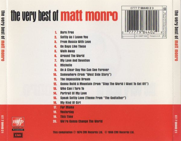 Matt Monro : The Very Best Of Matt Monro (CD, Comp, RE)