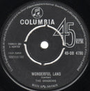 The Shadows : Wonderful Land (7", Single, RE, Bla)