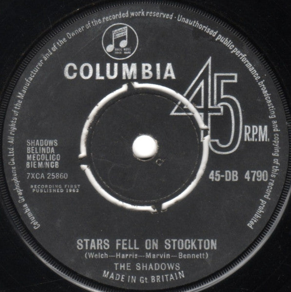 The Shadows : Wonderful Land (7", Single, RE, Bla)